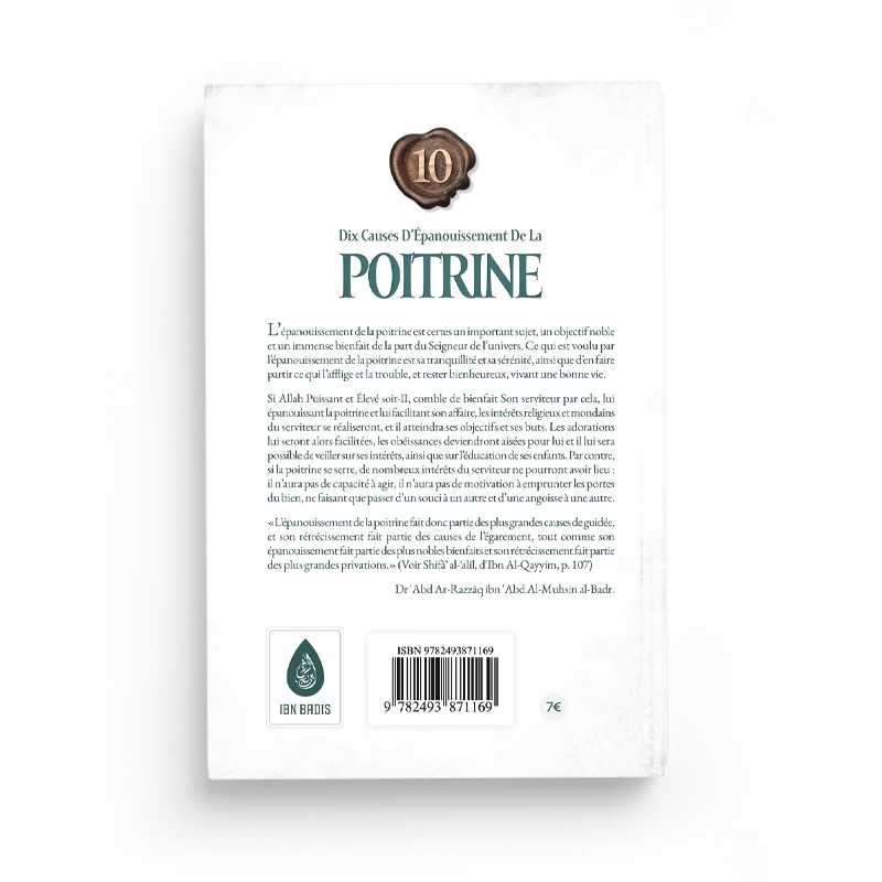 10 Cause d’Épanouissement de la Poitrine - Dr 'Abd Ar-Razzāq al-Badr - Editions Ibn Badis - Librairie Al Minhaj