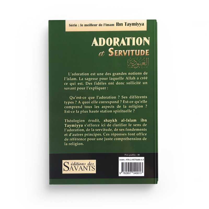 Photo de Adoration et Servitude de l'Imam - Ibn Taymiyya - Éditions des Savants - Librairie Al Minhaj
