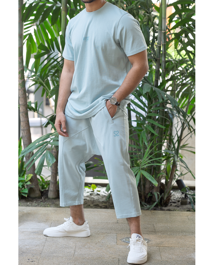Ensemble Sarouel & Tee-Shirt WASSAT – Noir, Gris, Vert, Beige, Bleu Ciel – 100% Coton