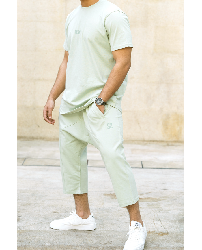 Ensemble Sarouel & Tee-Shirt WASSAT – Noir, Gris, Vert, Beige, Bleu Ciel – 100% Coton