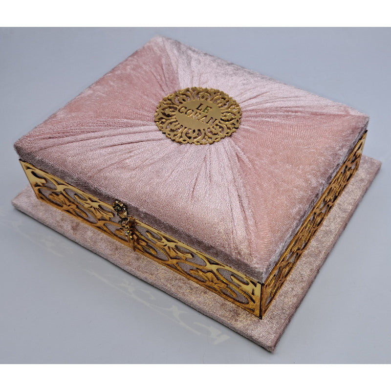 COFFRET CORAN LUXE + Coran FR/AR - Couleur Rose - Librairie Al Minhaj