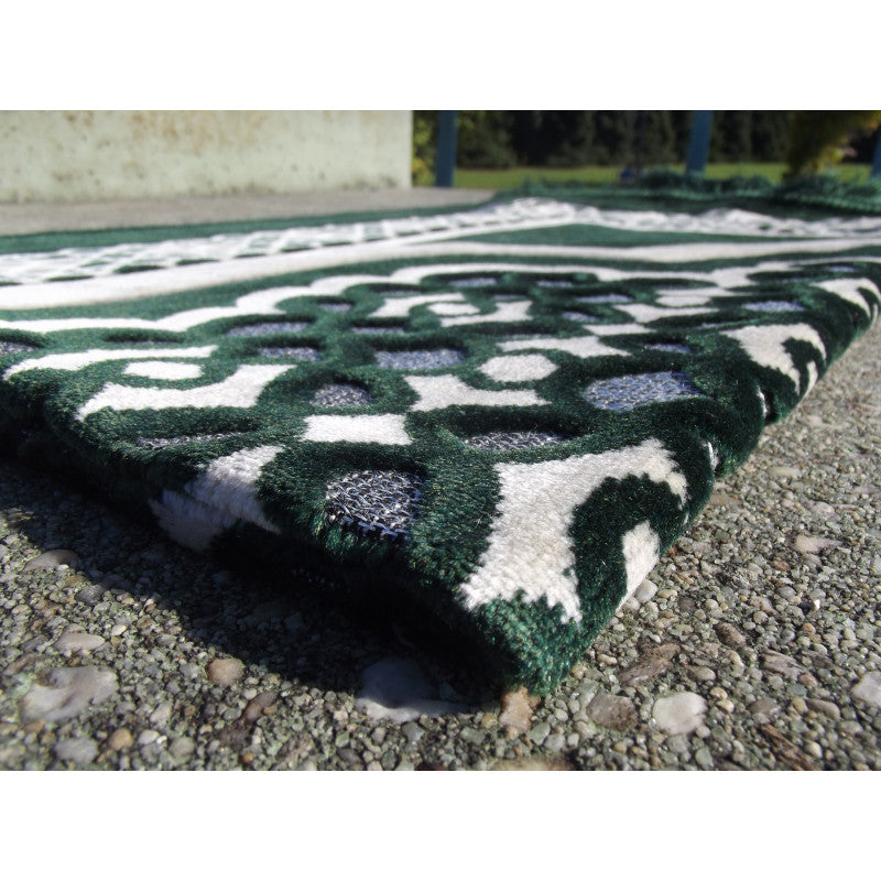 Tapis de Prière - Contour Géométrique - Couleur Vert