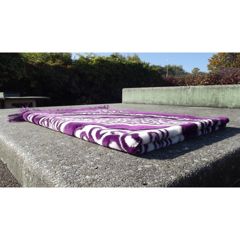 Tapis de Prière épais, Grande Taille (117 x 82 cm), Confortable - Fond Violet & Motif Blanc - Librairie Al Minhaj