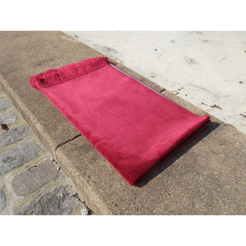 Tapis De Prière Velours Luxe Couleur Unie - ROUGE PASTEL - Librairie Al Minhaj