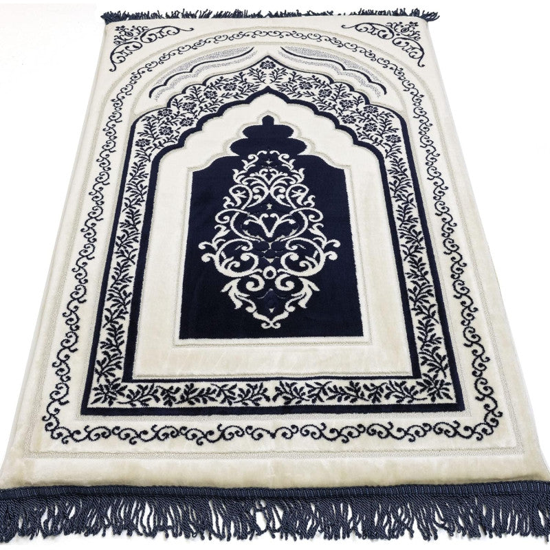 Tapis de Prière à Mémoire de Forme en Microfibre - Confort Orthopédique - Couleur Bleu