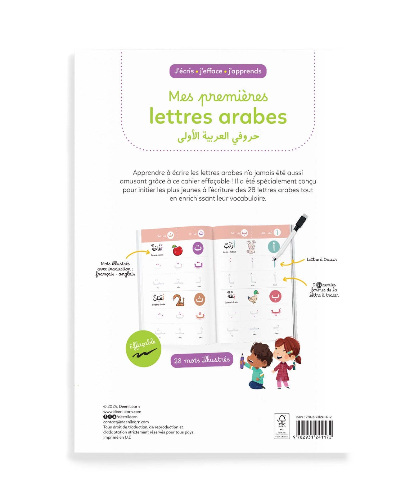 J’écris, J’efface, J’apprends – Mes Premières Lettres Arabes – Deenilearn