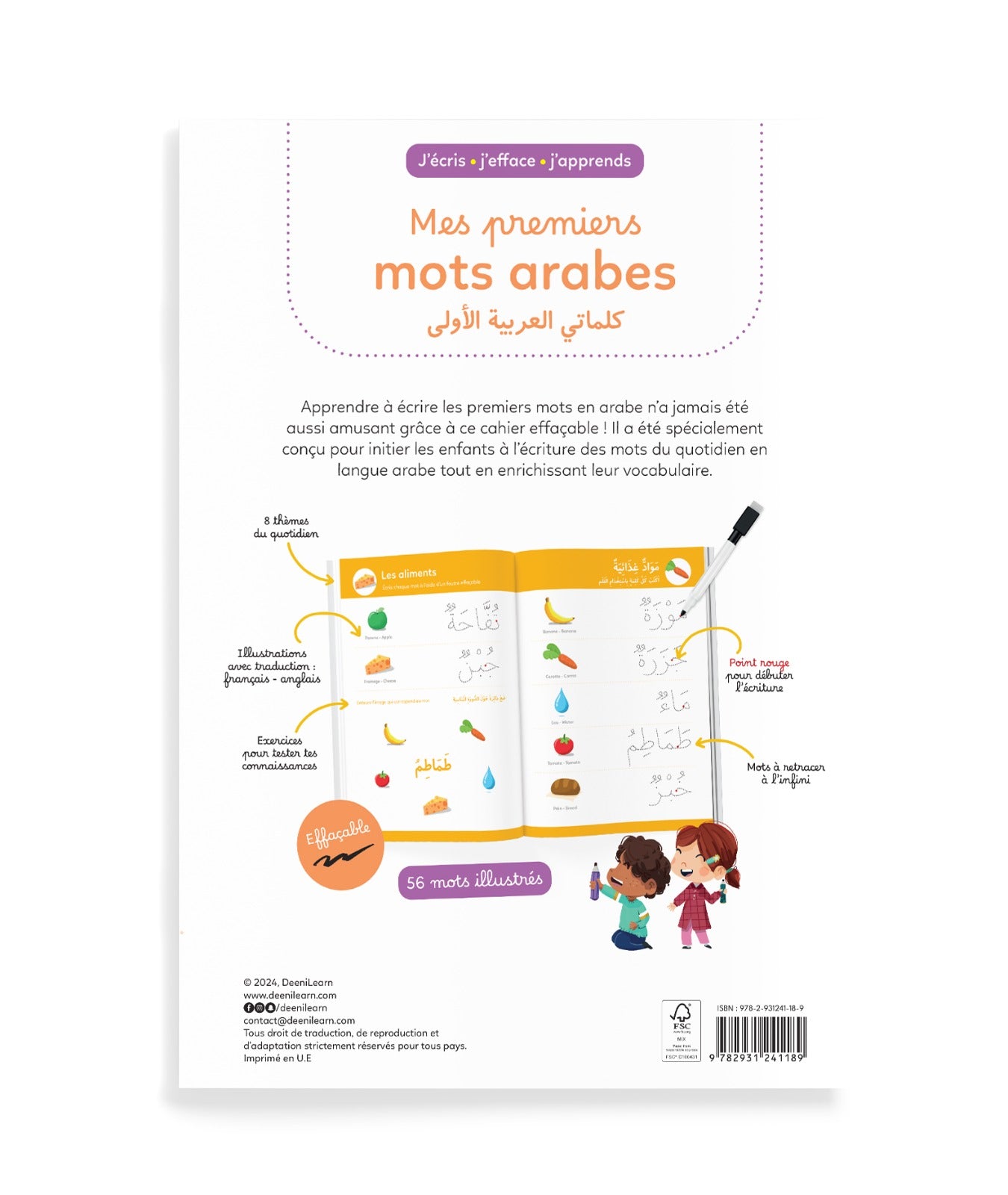 J’écris, J’efface, J’apprends – Mes Premiers Mots Arabes – Deenilearn