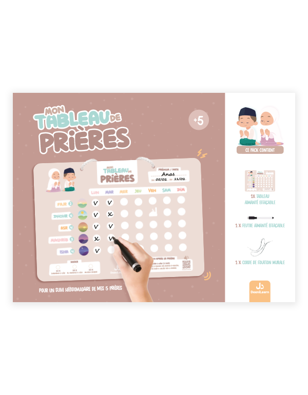 Mon Tableau de Prières Beige – Suivi Hebdomadaire – Deenilearn