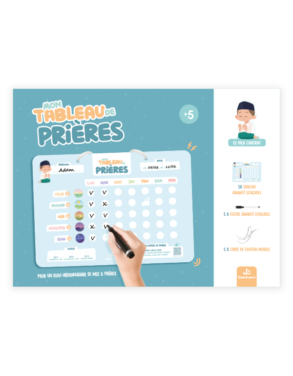 Mon Tableau de Prières Bleu – Suivi Hebdomadaire – Deenilearn