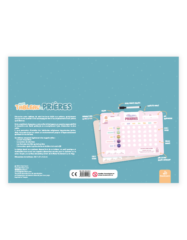 Mon Tableau de Prières Bleu – Suivi Hebdomadaire – Deenilearn