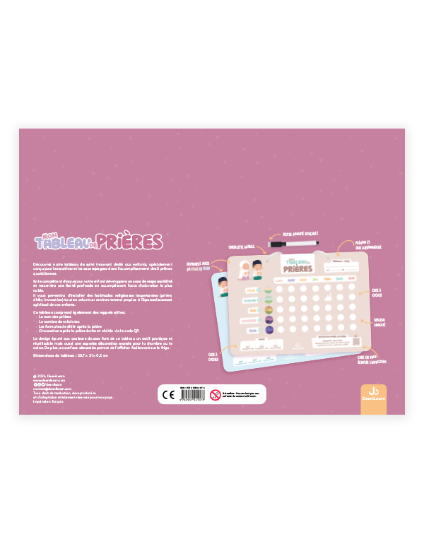 Mon Tableau de Prières Rose – Suivi Hebdomadaire – Deenilearn