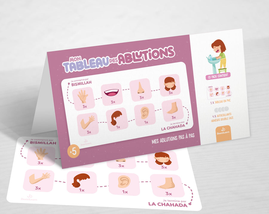 Mon Tableau des Ablutions Rose – Mes Ablutions Pas à Pas – Deenilearn