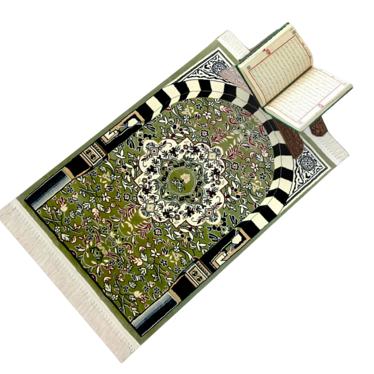Tapis De Prière Riyadh Al Salihyen – Couleur Vert  – Velours Luxe