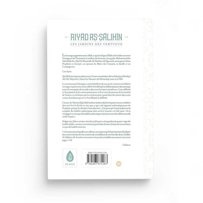 Riyâd As-Sâlihîn - Imam An-Nawawi - Editions Ibn Badis - Librairie Al Minhaj