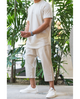 Ensemble Sarouel & Tee-Shirt WASSAT – Noir, Gris, Vert, Beige, Bleu Ciel – 100% Coton - Librairie Al Minhaj