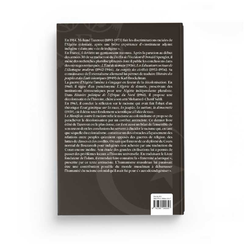 Manifeste contre le Racisme - Mohand Tazerout - Éditions Héritage - Librairie Al Minhaj