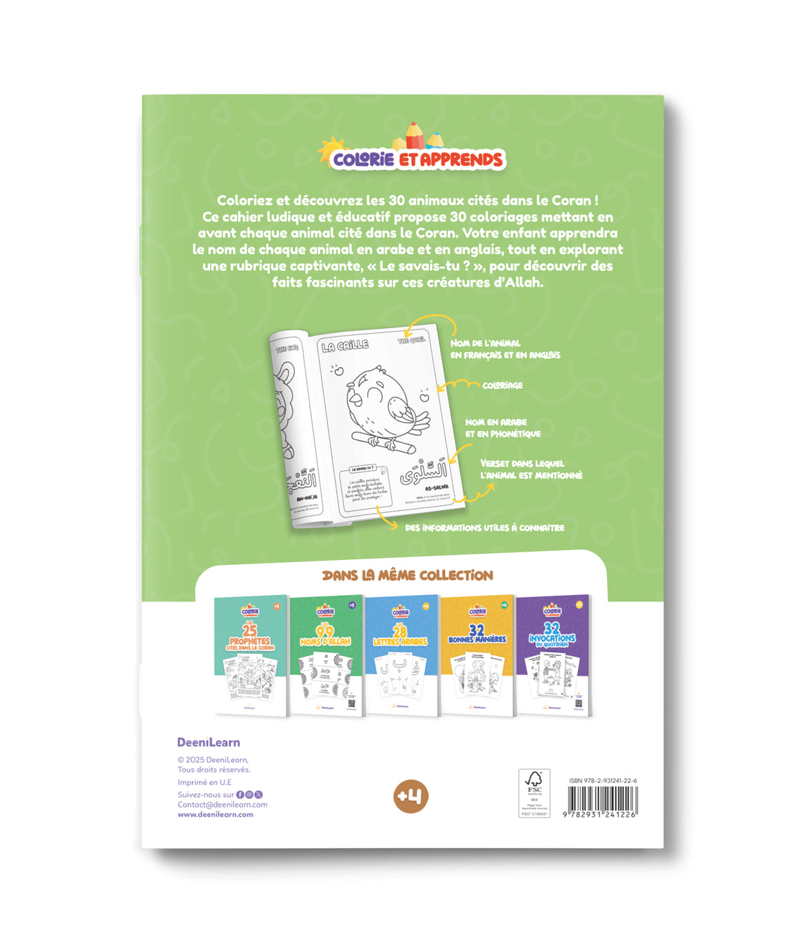 Colorie et Apprends – Les 30 Animaux du Coran – Deenilearn
