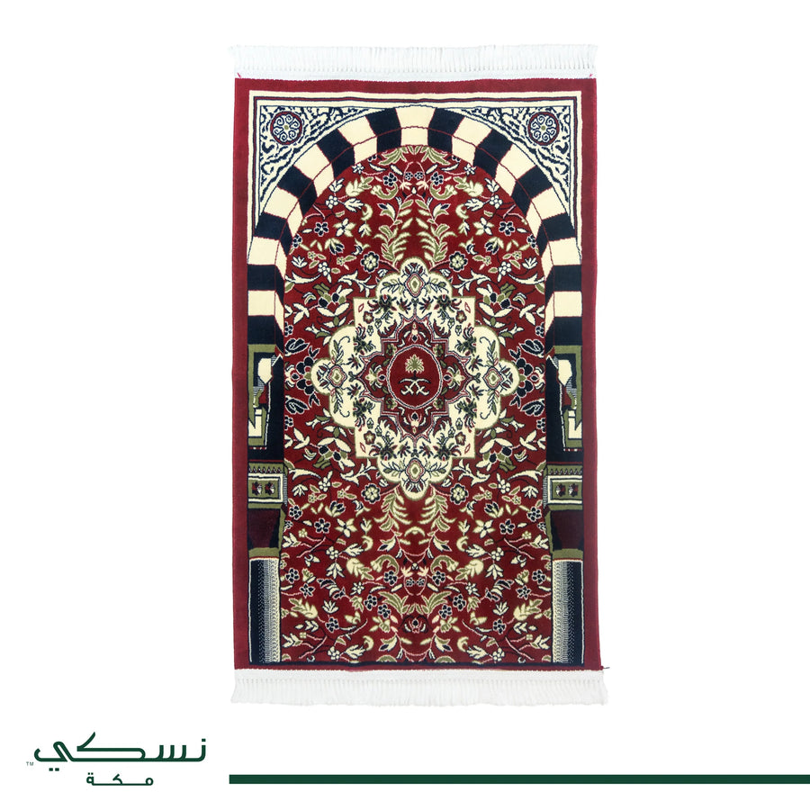 Tapis De Prière Riyadh Al Salihyen – Couelur Rouge – Velours Luxe