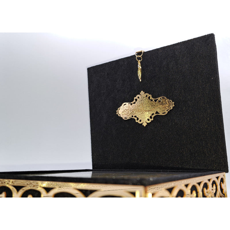 COFFRET CORAN LUXE + Coran FR/AR - Couleur Noir Doré - Librairie Al Minhaj