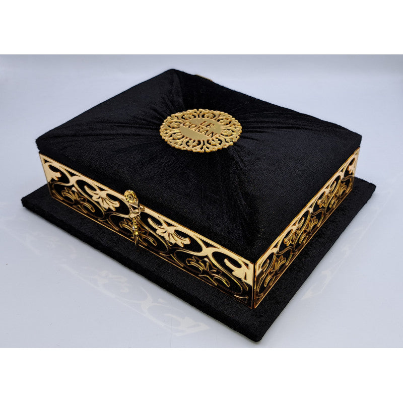 COFFRET CORAN LUXE + Coran FR/AR - Couleur Noir Doré - Librairie Al Minhaj