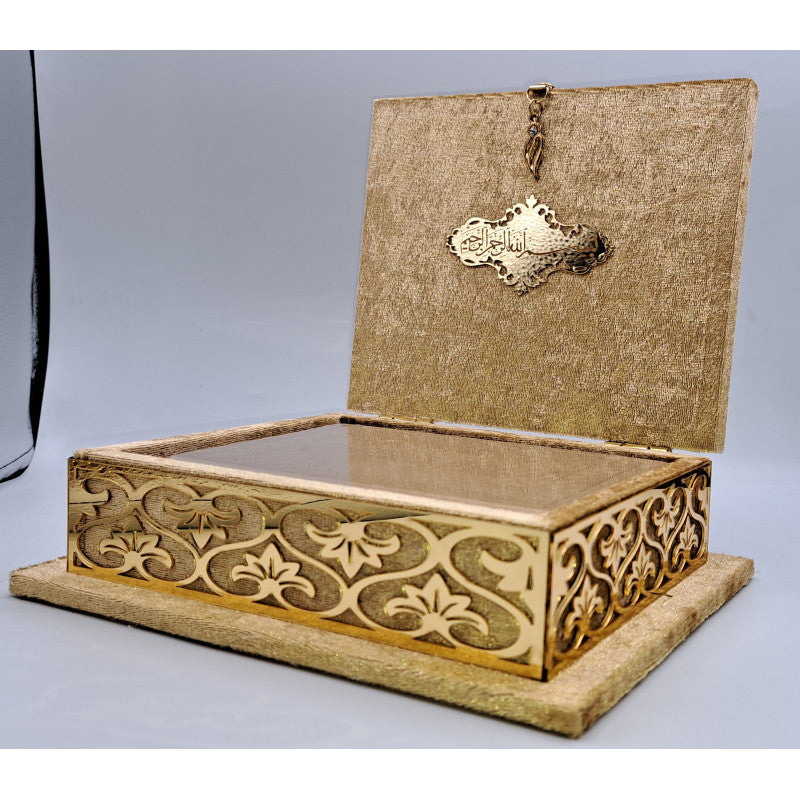 COFFRET CORAN LUXE + Coran FR/AR - Couleur Or - Librairie Al Minhaj