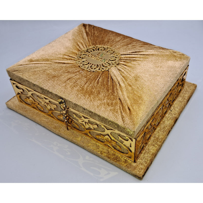 COFFRET CORAN LUXE + Coran FR/AR - Couleur Or - Librairie Al Minhaj