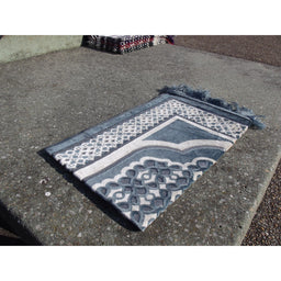 Tapis de Prière - Contour Géométrique - Couleur Bleu Ardoise