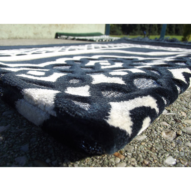 Tapis de Prière - Contour Géométrique - Couleur Bleu Marine - Librairie Al Minhaj