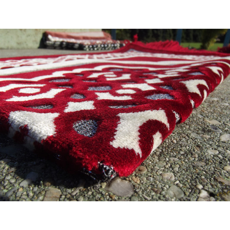 Tapis de Prière - Contour Géométrique - Couleur Rouge