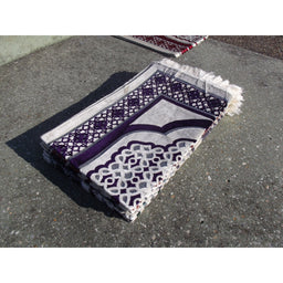 Tapis de Prière - Contour Géométrique - Fond Blanc - Couleur Violet