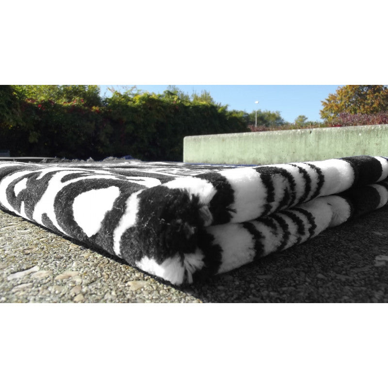 Tapis de Prière épais, Grande Taille (117 x 82 cm), Confortable - Fond Noir & Motif Blanc - Librairie Al Minhaj