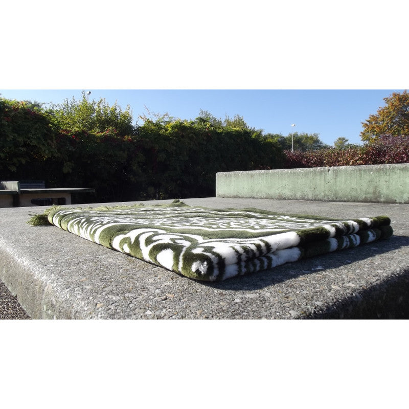 Tapis de Prière épais, Grande Taille (117 x 82 cm), Confortable - Fond Vert & Motif Blanc - Librairie Al Minhaj