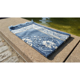 Tapis de Prière - Motif Fleurs - Couleur Bleu Ardoise