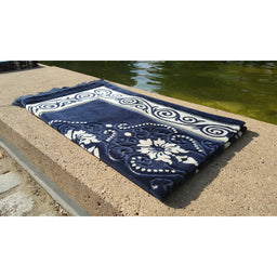 Tapis de Prière - Motif Fleurs - Couleur Bleu Marine - Librairie Al Minhaj