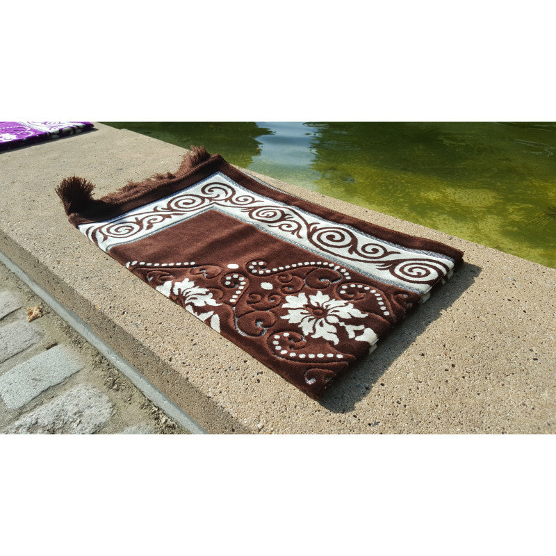 Tapis de Prière - Motif Fleurs - Couleur Marron
