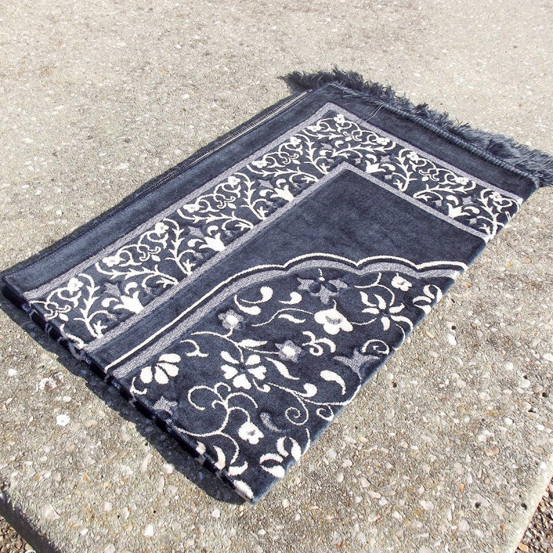 Tapis de Prière - Motif Jardin - Couleur Bleu Marine - Librairie Al Minhaj