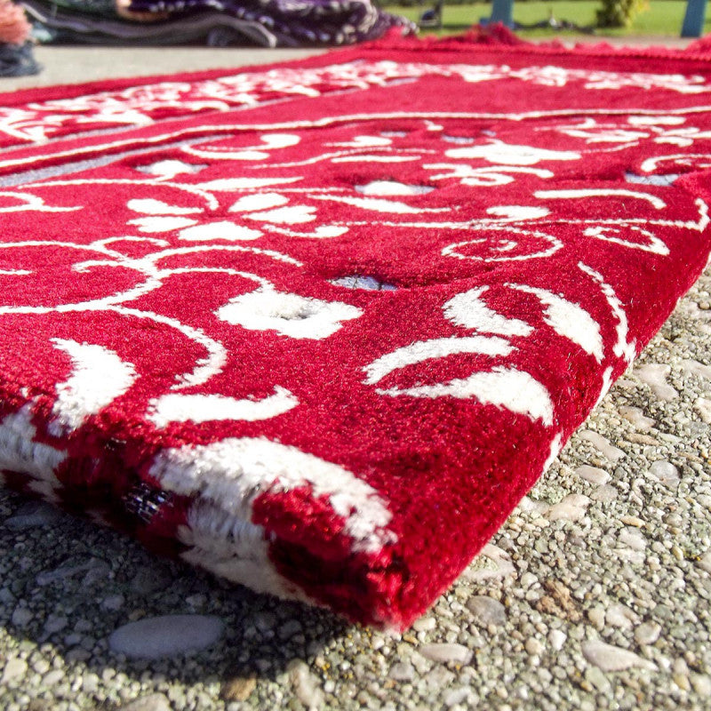 Tapis de Prière - Motif Jardin - Couleur Rouge - Librairie Al Minhaj