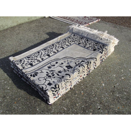 Tapis de Prière - Motif Jardin - Fond Blanc - Couleur Bleu Marine - Librairie Al Minhaj