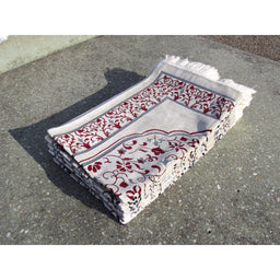 Tapis de Prière - Motif Jardin - Fond Blanc - Couleur Rouge - Librairie Al Minhaj