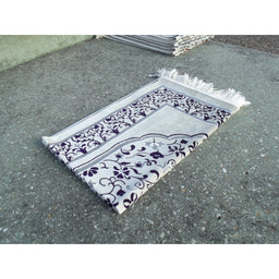 Tapis de Prière - Motif Jardin - Fond Blanc - Couleur Violet - Librairie Al Minhaj