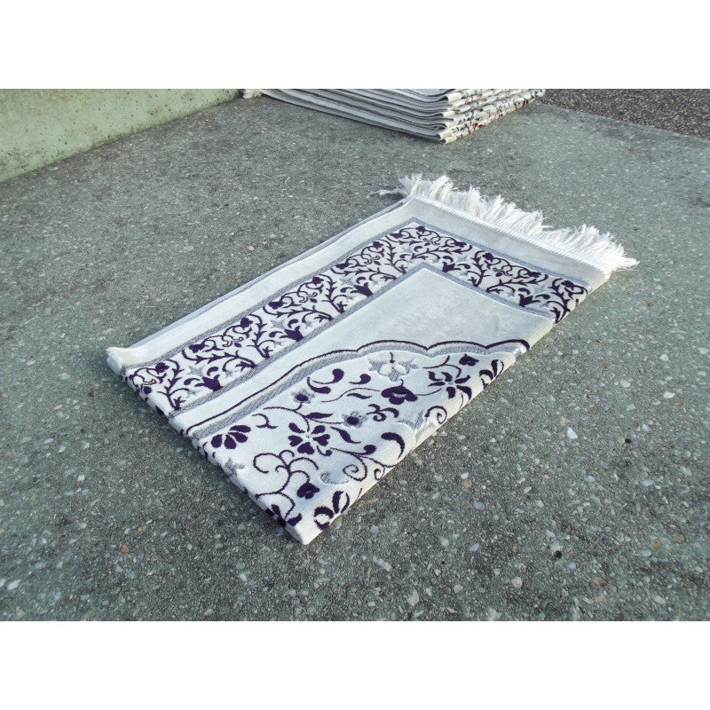 Tapis de Prière - Motif Jardin - Fond Blanc - Couleur Violet - Librairie Al Minhaj