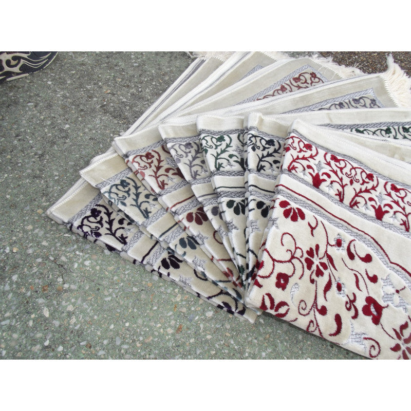 Tapis de Prière - Motif Jardin - Fond Blanc - Couleur Violet - Librairie Al Minhaj