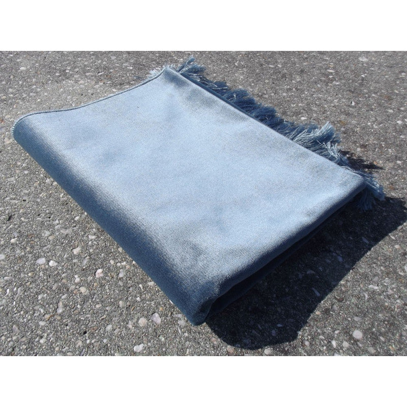 Tapis De Prière Velours Luxe Couleur Unie - BLEU ARDOISE - Librairie Al Minhaj