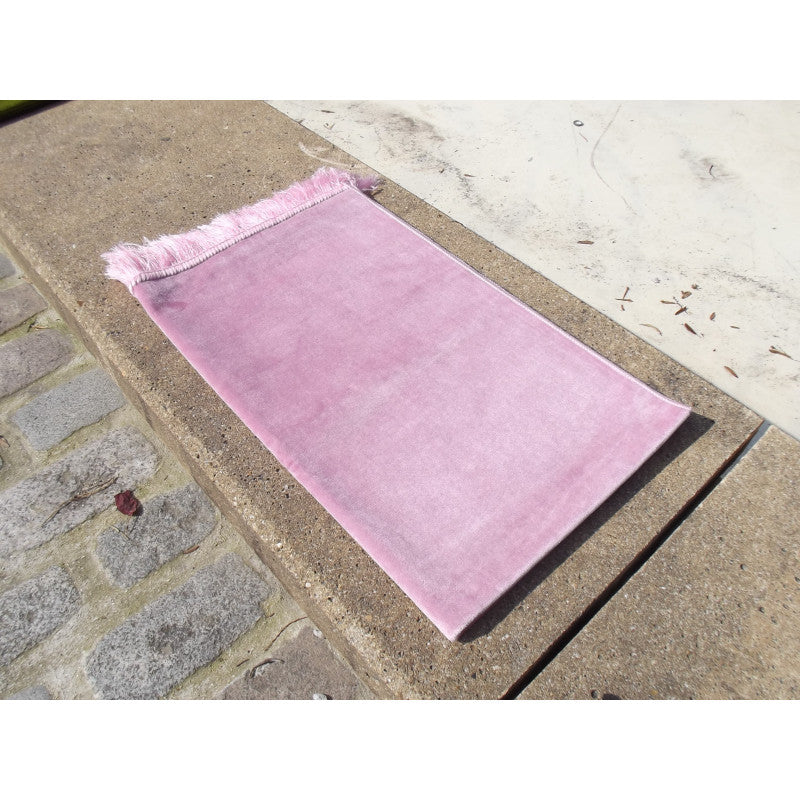 Tapis De Prière Velours Luxe Couleur Unie - ROSE PASTEL - Librairie Al Minhaj