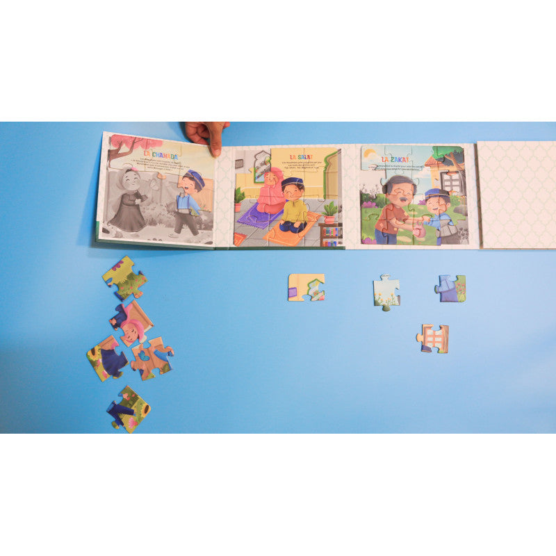 Livre Puzzle Magnétique : Les 5 Piliers De L'Islam (5 Puzzles Magnétiques En 1) - Sana Kids - Librairie Al Minhaj