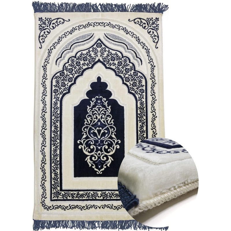 Tapis de Prière à Mémoire de Forme en Microfibre - Confort Orthopédique - Couleur Bleu