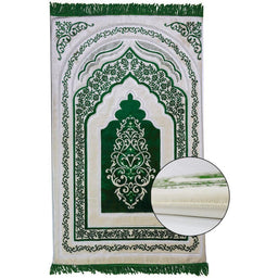 Tapis de Prière à Mémoire de Forme en Microfibre - Confort Orthopédique - Couleur Vert